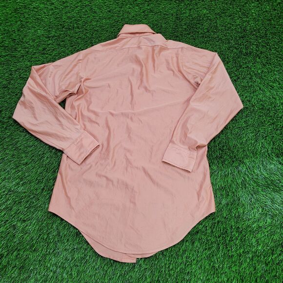 VTG 70s Munleigh Shirtmakers Qiana Nylon Button Shirt S/M 19x30 USA Salmon Pink - Picture 5 of 11